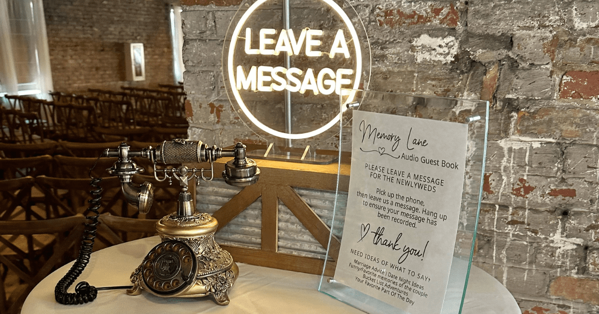 memory lane audio guest book with vintage wedding phone