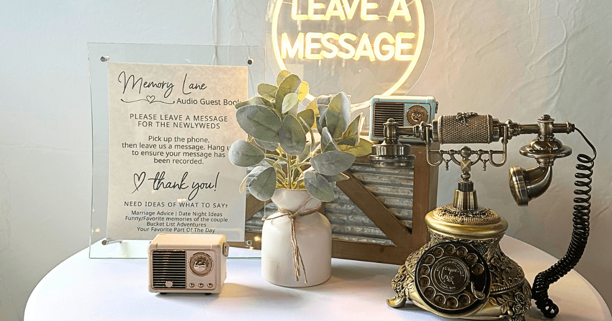 audio guest book phone setup with vintage style